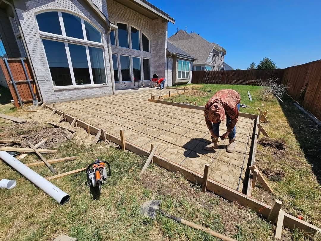 Stamped concrete installation for a home's patio